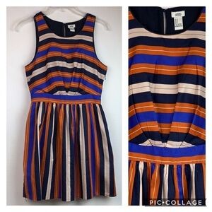 Cabana stripe preppy cotton fit & flare work dress